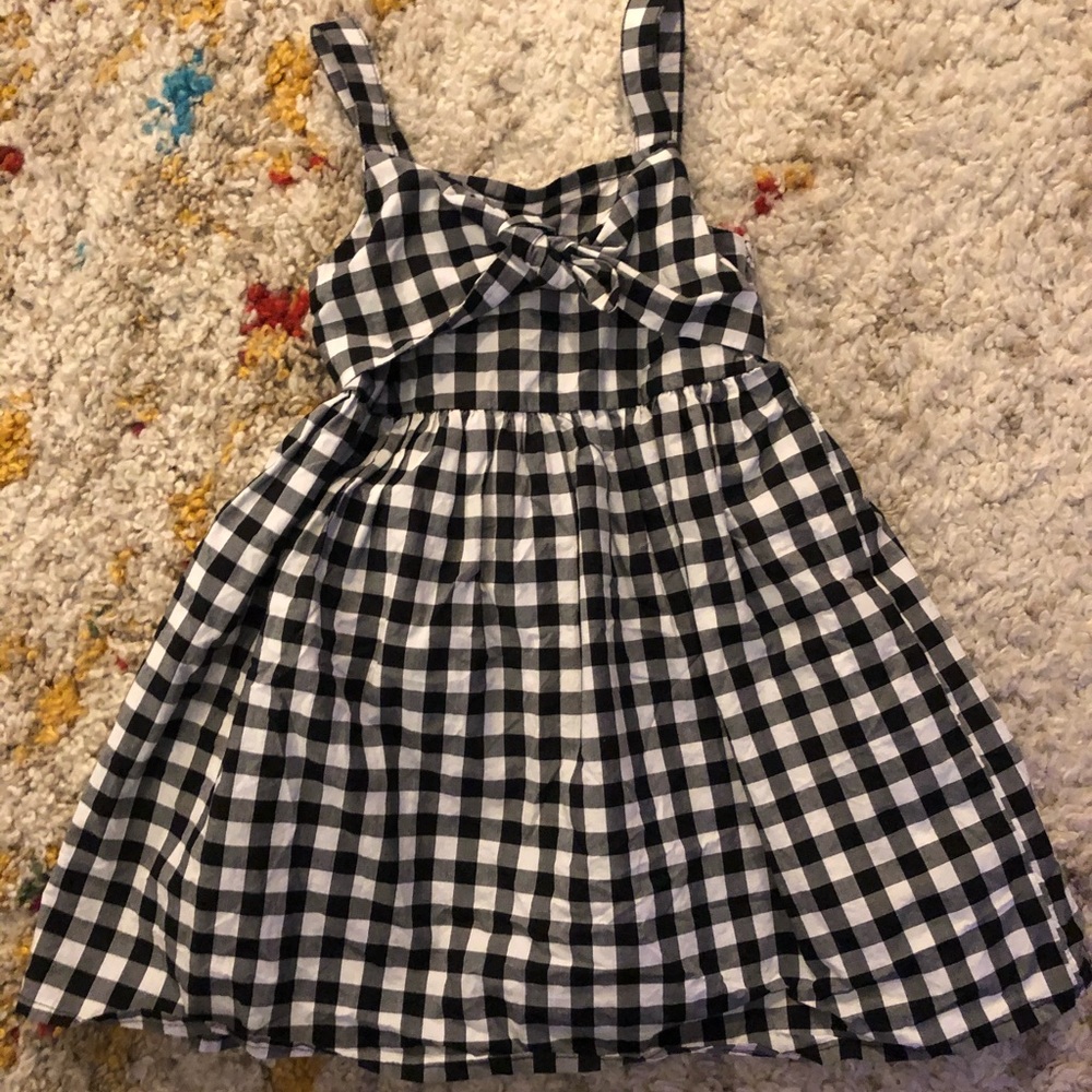 Checkered knot black and white toddler girl dress